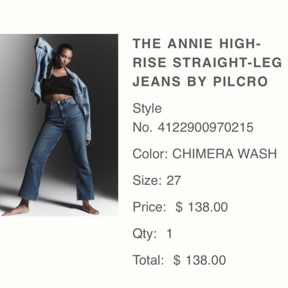 Pilcro Annie High-Rise Straight-Leg Jeans - Chimera Wash - sz 27 - Anthropologie